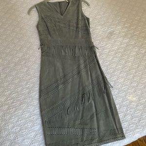 NWT Elie Tahari Suede Fringe Pencil Sheath Dress